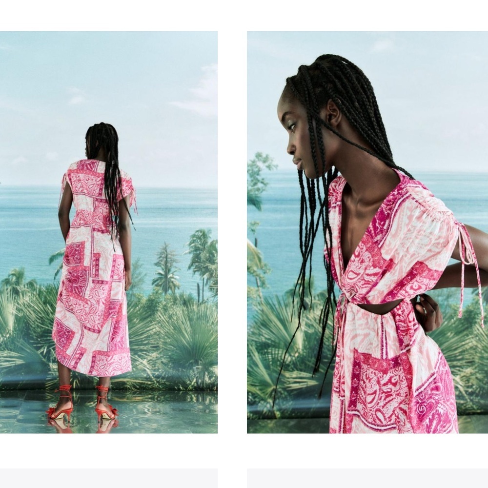 Zara Pink Paisley Patchwork Maxi Dress - Picture 4 of 6